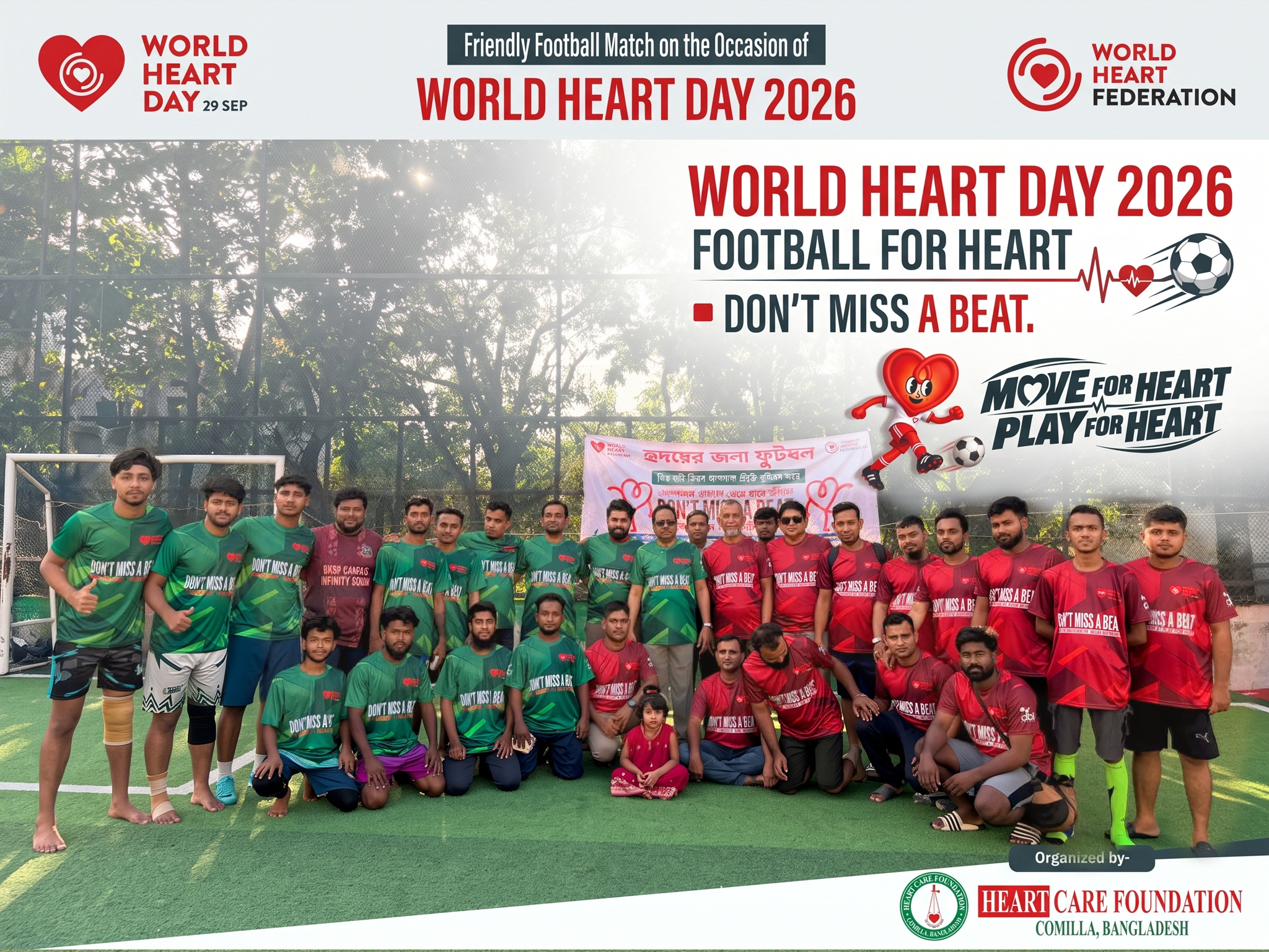 Football for Heart 2026 match action at SK Arena Turf